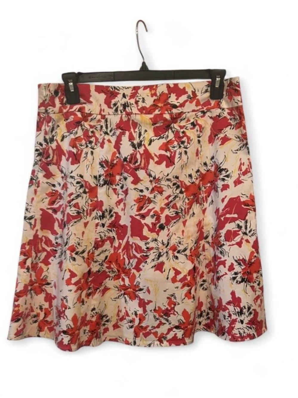 Vintage Blue A-Line Knee Skirt, Floral Multicolor, Women's 12